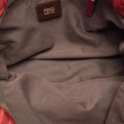  Fendi Red Zucca Canvas and Leather Borsa Chef Tote