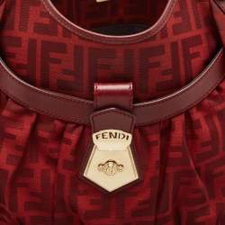  Fendi Red Zucca Canvas and Leather Borsa Chef Tote