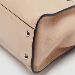 Pre Owned Fendi Beige/Red Leather Regular Peekaboo Bow Top Handle Bag