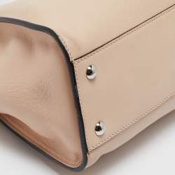 Pre Owned Fendi Beige/Red Leather Regular Peekaboo Bow Top Handle Bag