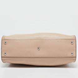 Pre Owned Fendi Beige/Red Leather Regular Peekaboo Bow Top Handle Bag