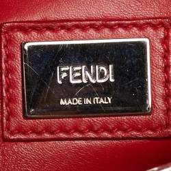 Pre Owned Fendi Beige/Red Leather Regular Peekaboo Bow Top Handle Bag