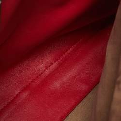 Pre Owned Fendi Beige/Red Leather Regular Peekaboo Bow Top Handle Bag