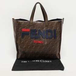 Fendi x Fila Brown Zucca Coated Fabric Large FF 1974 Mania Shopping Tote
