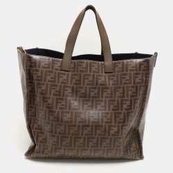 Fendi x Fila Brown Zucca Coated Fabric Large FF 1974 Mania Shopping Tote