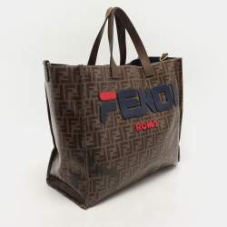 Fendi x Fila Brown Zucca Coated Fabric Large FF 1974 Mania Shopping Tote
