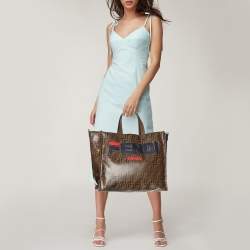 Fendi x Fila Brown Zucca Coated Fabric Large FF 1974 Mania Shopping Tote