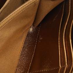 Pre Owned Fendi Gold Embossed Leather Logo Zip Continental Wallet