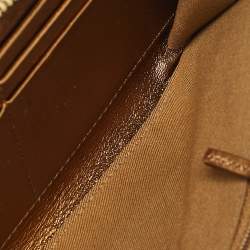 Pre Owned Fendi Gold Embossed Leather Logo Zip Continental Wallet