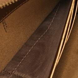 Pre Owned Fendi Gold Embossed Leather Logo Zip Continental Wallet