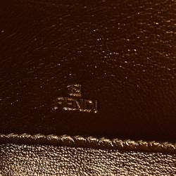 Pre Owned Fendi Gold Embossed Leather Logo Zip Continental Wallet