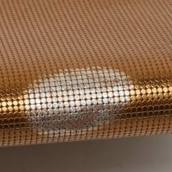 Pre Owned Fendi Gold Embossed Leather Logo Zip Continental Wallet