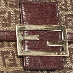Fendi Beige/Brown Zucchino Canvas and Leather Forever Flap Continental Wallet