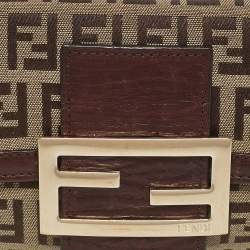 Fendi Beige/Brown Zucchino Canvas and Leather Forever Flap Continental Wallet