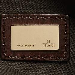 Pre Owned Fendi Beige/Brown Zuchinno Fabric and Leather Forever Flap Tote