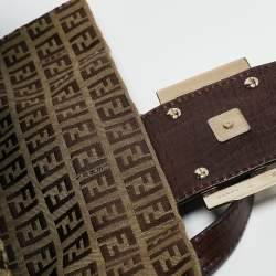 Pre Owned Fendi Beige/Brown Zuchinno Fabric and Leather Forever Flap Tote