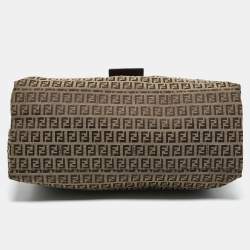 Pre Owned Fendi Beige/Brown Zuchinno Fabric and Leather Forever Flap Tote