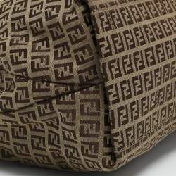 Pre Owned Fendi Beige/Brown Zuchinno Fabric and Leather Forever Flap Tote