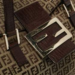 Pre Owned Fendi Beige/Brown Zuchinno Fabric and Leather Forever Flap Tote