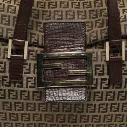 Pre Owned Fendi Beige/Brown Zuchinno Fabric and Leather Forever Flap Tote