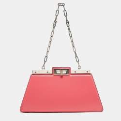 Fendi Pink Patent Leather Medium Peekaboo Cut Bag