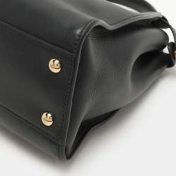 Fendi Black Leather Medium Peekaboo Top Handle Bag