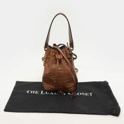 Fendi Brown Leather Mini Mon Tresor Drawstring Bucket Bag