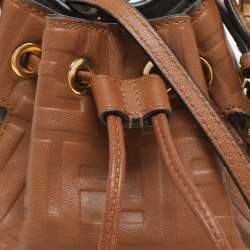 Fendi Brown Leather Mini Mon Tresor Drawstring Bucket Bag