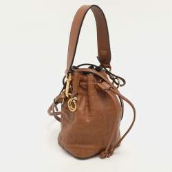 Fendi Brown Leather Mini Mon Tresor Drawstring Bucket Bag