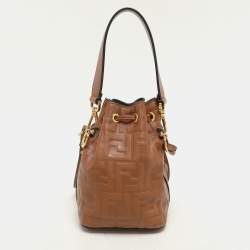Fendi Brown Leather Mini Mon Tresor Drawstring Bucket Bag