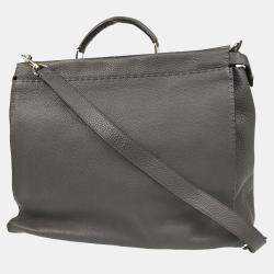 Fendi Grey Leather Peekaboo Fit Handbag 