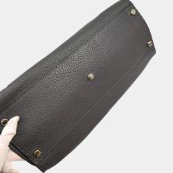 Fendi Grey Leather Peekaboo Fit Handbag 