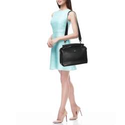 Fendi Black Leather Dotcom Top Handle Bag