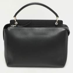 Fendi Black Leather Dotcom Top Handle Bag