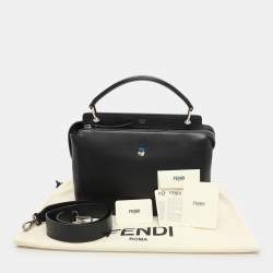 Fendi Black Leather Dotcom Top Handle Bag