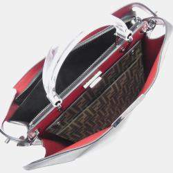Fendi Black, Red Leather Peekaboo I See You Medium Handbag