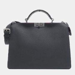 Fendi Black, Red Leather Peekaboo I See You Medium Handbag