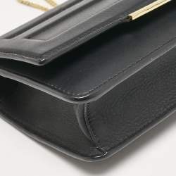 Fendi Black Leather Tube Wallet on Chain