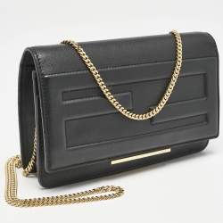Fendi Black Leather Tube Wallet on Chain
