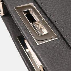 Fendi Gray Leather Peekaboo Handbag