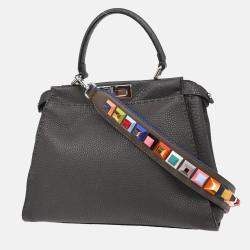 Fendi Gray Leather Peekaboo Handbag