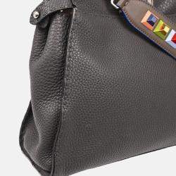Fendi Gray Leather Peekaboo Handbag