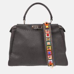 Fendi Gray Leather Peekaboo Handbag