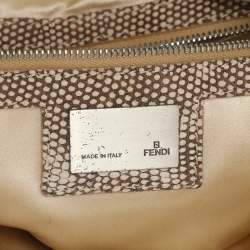 مملوكة مسبقًا Fendi Beige/White FF Canvas and Lizard Embellished Mama Baguette Bag