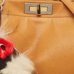 Fendi Tan Leather Large Peekaboo Top Handle Bag