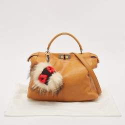 Fendi Tan Leather Large Peekaboo Top Handle Bag