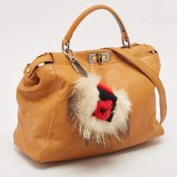 Fendi Tan Leather Large Peekaboo Top Handle Bag