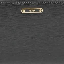 Fendi Black Leather Elite Zip Continental Wallet