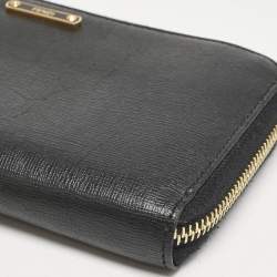 Fendi Black Leather Elite Zip Continental Wallet