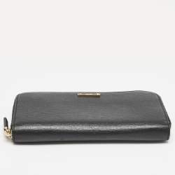 Fendi Black Leather Elite Zip Continental Wallet